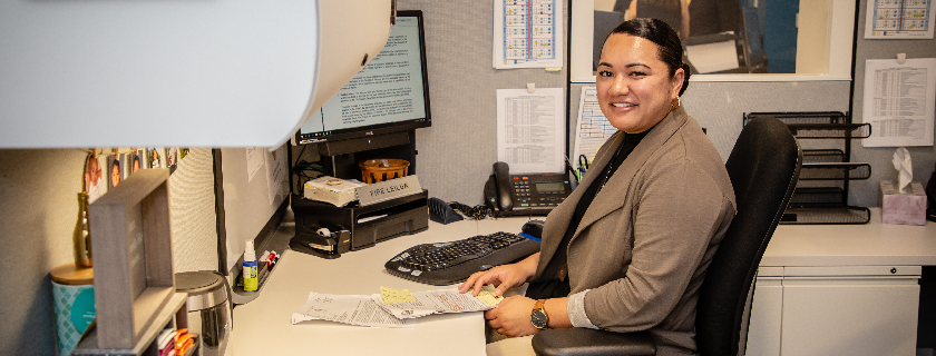 Fipe Leilua working as a Planning Assistant at the Metro Public Counter